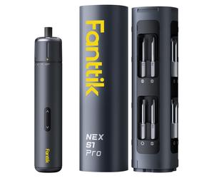 Fanttik S1 Pro Perceuse-visseuse électrique sans fil avec 16 embouts en acier S2, 3 niveaux de couple, max. 6 Nm, batterie 2000 mAh, lampe LED et adaptateur 1/4'' hexagonal