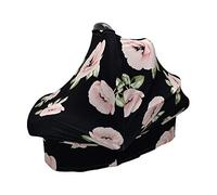 Fanus Couvertures d'allaitement Multi-usages pour Bebe, Dais pour Siège-auto, Nursing Cover pour Allaiter, Écharpe Allaitement pour Cadeau de Maman/Nouveau Née (Fleur Noir)
