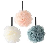 FANWINKJ Lot de 3 éponges de bain exfoliantes en maille fine, pour homme et femme, éponge douce avec cordon solide, pouf de douche moussant à séchage rapide