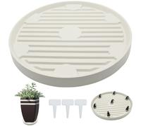 FANWINKJ Support à Plantes avec 7 roulettes Pivotantes 360°, Charge 120 kg, Ø 37-40 cm - Plateau Roulant Antidérapant pour Intérieur, Extérieur, Balcon, Jardin (Beige)