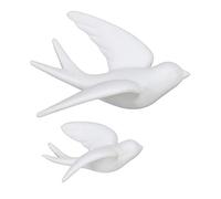 FANWNKI Lot de 2 supports muraux en céramique à suspendre Motif oiseaux volants Blanc