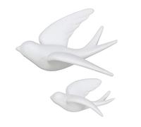 FANWNKI Lot de 2 supports muraux en céramique avec oiseaux volants et moineaux - Blanc