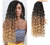 FANWYFYU 24 Inch Goddess Locs Crochet Hair Deep Wave 6Packs New Soft Faux Locs Crochet Braids Pre Looped Hair Extensions for Black Women (Deep-1B/T27, 14 inch)
