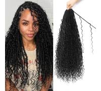 FANWYFYU 8 Packs Boho Faux Locs Crochet Hair 24 inch Goddess Locs Boho Soft Locs Crochet Hair with Curly Ends Pre-looped Long Bohemian River Locs Crochet Hair For Women (1B)