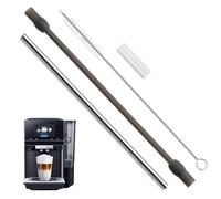 Fanxaolnes Kit de Remplacement Tuyau de Lait pour Machine à Café, Tuyau en Acier Inoxydable et Brosse de Nettoyage, Compatible avec les Systèmes de Mousse de Lait pour Cafetière