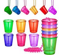 FANXIYA 18 Pièces Verre a Shot en Plastique, Verre Evjf Shooter avec Sangle Sur le Cou pour Marié, Mariée et Marié à Être,lot de Verrines pour Anniversaire, Fête