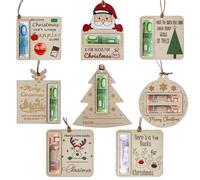 FANXIYA 8 PCS Porte-Monnaie de Noël en Bois à 2 Couches pour Cash, Support Cadeau avec Zone de Message Écrit à la Main, Décorations Drôles pour Sapin, Cartes Cadeaux Personnalisées pour Noël