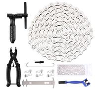 FANXIYA Chaîne de Vélo 6/7/8 Vitesses, 1/2" × 3/32", 116 Links, Derive Chaine Velo avec Pince pour VTT & Velo de Route, Outil Velo avec Brosse pour Demonte, Repose, Entretien