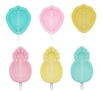 FANXIYA Lot de 6 moules à glace classiques en silicone empilables - Différentes couleurs - Sans BPA - Avec couvercle - Fraise + ananas