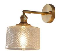 FanXus Couverture en Verre rétro Applique Murale en Laiton Applique Murale ondulée rotative Lampe Murale Éclairage intérieur E27 Lanterne Murale Chambre Salle de Bains Décoration pour Salon Éclairage