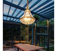 FanXus IP44 Lampe Suspendue extérieure étanche à l'eau Lanterne en cuivre Externe Lustre E14 Plafonnier antirouille à 3 lumières Luminaire Suspendu Pavillon Sun Room Lighting Change for The Better