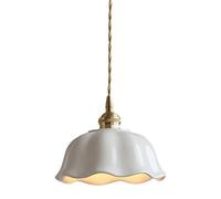 FanXus Suspension en céramique, Suspension de Grange, Support de Lampe en Laiton réglable Lustre luminaire Suspendu pour éclairage de Restaurant d'île de Cuisine E26 (Blanc) Made in China