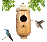Fanyil Wooden Hummingbird House, Lifweb Hummingbird Feeder, Wooden Hummingbird Feeder for Outside, Humming Bird House for Outside Hanging, Gardening Decoration (B)