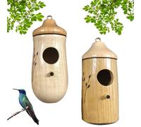 Fanyil Wooden Hummingbird House, Lifweb Hummingbird Feeder, Wooden Hummingbird Feeder for Outside, Humming Bird House for Outside Hanging, Gardening Decoration (A+C)