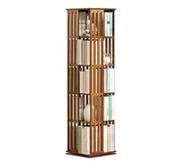 FANYING Étagère À Livres Rotative À 360°, Bibliothèque D'étudiant en Bambou À 5/6 Niveaux - Bibliothèque d'angle Haute, Organisateur De Rangement, Armoire, Présentoir De Livres pour Salon,Brown-5Tier