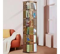FANYING Organisateur d'angle pour Chambre à Coucher Salon Bibliothèque rotative à 360° étagère rotative sur Pied Tour en Bambou armoires de Rangement pour Jouets bacs,Brown-6Tier