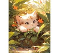 FanZheZhe 11CT Kit Broderie Point de Croix Adulte Debutant Pré Imprimé Point de Croix Kits Complet DIY Décoration d'intérieurchaton mignon 50x70cm