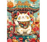 FanZheZhe Canevas Broderie Complet Adulte Debutant Chat porte-bonheur Kit Canevas Complet Avec Fils au Point de Croix 11CT 40x50cm