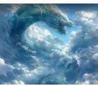FanZheZhe Canevas Broderie Complet Adulte Debutant Dragon des nuages Kit Canevas Complet Avec Fils au Point de Croix 11CT 40x50cm