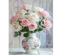 FanZheZhe Canevas Broderie Complet Adulte Debutant Fleurs dans un vase Kit Canevas Complet Avec Fils au Point de Croix 11CT 40x50cm