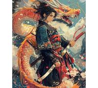 FanZheZhe Canevas Broderie Complet Adulte Debutant Guerrier et Dragon Kit Canevas Complet Avec Fils au Point de Croix 11CT 40x50cm