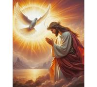 FanZheZhe Canevas Broderie Complet Adulte Debutant Jésus le Pigeon Kit Canevas Complet Avec Fils au Point de Croix 11CT 40x50cm