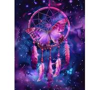 FanZheZhe Canevas Broderie Complet Adulte Debutant Papillon et attrape-rêves Kit Canevas Complet Avec Fils au Point de Croix 11CT 40x50cm