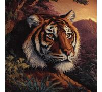 FanZheZhe canevas kit complet adulte debutant point de croix tigre 11ct40x50cm Point de Croix Kit de Broderie 11CT DIY Œuvres D'art Faites à La Main pour Adultes Débutants décoration d'intérieur