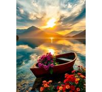 FanZheZhe Diy Kit De Broderie Au Point De Croix Pour Adultes 11Ct Peinture Artistique Décoration Murale Pour La Maison Pour Débutants 40X50Cm Coucher De Soleil Sur Un Paysage Féerique