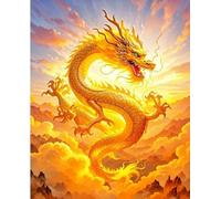 FanZheZhe Kit Broderie Debutant Dragon sur le nuage Kit De Broderie À Faire Soi-Même,Imprimé,Peinture Comptée,Décoration Murale,Décoration D'Intérieur 11CT 40x50cm