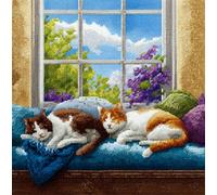 FanZheZhe kit broderie point de croix debutant Deux chats 11ct40x50cm adulte kit canevas complet avec fils DIY Œuvres D'art Faites à La Main pour Adultes Débutants