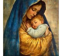 FanZheZhe Kit Broderie Point De Croix Estampé 11Ctdébutant Canevas Point De Croix Kit 11Ct Toile Pré-Imprimé Noel Décoration De La Maison-11Ct40X50Cm La Vierge Marie Et L'Enfant Jésus