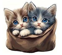 FanZheZhe Kit Broderie Point De Croix Estampé 11Ctdébutant Canevas Point De Croix Kit 11Ct Toile Pré-Imprimé Noel Décoration De La Maison-11Ct40X50Cm Chaton De Poche