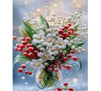 FanZheZhe Kit Broderie Point De Croix Estampé 11Ctdébutant Canevas Point De Croix Kit 11Ct Toile Pré-Imprimé Noel Décoration De La Maison-11Ct40X50Cm Fleurs Dans Un Vase