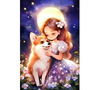 FanZheZhe Kit Broderie Point De Croix Estampé 11Ctdébutant Canevas Point De Croix Kit 11Ct Toile Pré-Imprimé Noel Décoration De La Maison-11Ct40X50Cm La Petite Princesse Et Le Chien