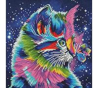 FanZheZhe kit broderie point de croix estampé adulte kit canevas complet avec fils DIY Œuvres D'art Faites à La Main pour Adultes Débutants Chat 11ct40x50cm