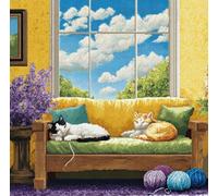 FanZheZhe kit broderie point de croix estampé Deux chats 11ct40x50cm adulte kit canevas complet avec fils DIY Œuvres D'art Faites à La Main pour Adultes Débutants