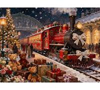 FanZheZhe kit broderie point de croix noel Train 11ct40x50cm Point de Croix Kit de Broderie 11CT DIY Œuvres D'art Faites à La Main pour Adultes Débutants décoration d'intérieur