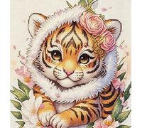 FanZheZhe Kit de broderie complète en fil de coton écologique adulte kit canevas complet avec fils DIY Œuvres D'art Faites à La Main pour Adultes Débutants Tigre 11ct40x50cm
