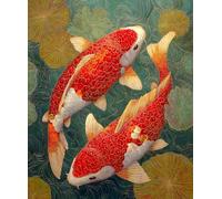 FanZheZhe Kit de broderie complète en fil de coton écologique Koi 11ct40x50cm 11CT adulte kit canevas complet avec fils DIY Œuvres D'art Faites à La Main pour Adultes Débutants