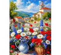FanZheZhe Kit De Point De Croix Avec，Kit De Broderie Au Point De Croix Pré-Imprimé，11Ct Cross Stitch Embroidery Starter Kit,Kit De Couture À La Main Pour，11Ct50X70Cm Fleurs Du Paysage Marin