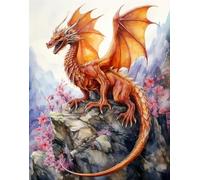 FanZheZhe Kit Point De Croix Dragon sur le rocher Kits De Point De Croix Compté Arts Et Artisanat Pour Adultes Kit De Broderie Diy Décoration Intérieure 11CT 40x50cm