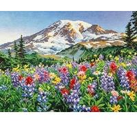 FanZheZhe kit point de croix estampé adulte kit canevas complet avec fils DIY Œuvres D'art Faites à La Main pour Adultes Débutants Montagne enneigée 11ct40x50cm