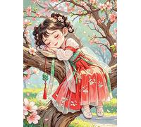 FanZheZhe kit point de croix imprimé debutant adulte kit canevas complet avec fils DIY Œuvres D'art Faites à La Main pour Adultes Débutants Fleurs de cerisier 11ct40x50cm