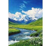 FanZheZhe point de croix debutant facile Point de Croix Kit de Broderie DIY Œuvres D'art Faites à La Main pour Adultes Débutants décoration d'intérieur Montagne enneigée 11ct40x50cm