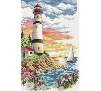 FanZheZhe point de croix kit complet adulte kit canevas complet avec fils DIY Œuvres D'art Faites à La Main pour Adultes Débutants Phare 11ct40x50cm