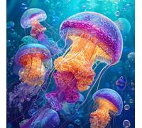 FanZheZhe point de croix kit complet adulte méduses colorées 11ct40x50cm Point de Croix Kit de Broderie 11CT DIY Œuvres D'art Faites à La Main pour Adultes Débutants décoration d'intérieur