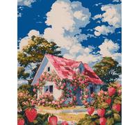 FanZheZhe point de croix kit complet debutant Maison aux fraises 11ct40x50cm Point de Croix Kit de Broderie 11CT DIY Œuvres D'art Faites à La Main pour Adultes Débutants décoration d'intérieur