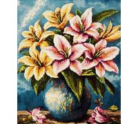 FanZheZhe Point de croix kit complet Lys dans un vase 40×50cm 11CT canevas debutant broderie imprimé,Kit de Couture à la Main pour Adultes