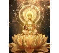 FanZheZhe Point de croix kit complet Modèle de statue de Bouddha 40×50cm 11CT canevas debutant broderie imprimé,Kit de Couture à la Main pour Adultes